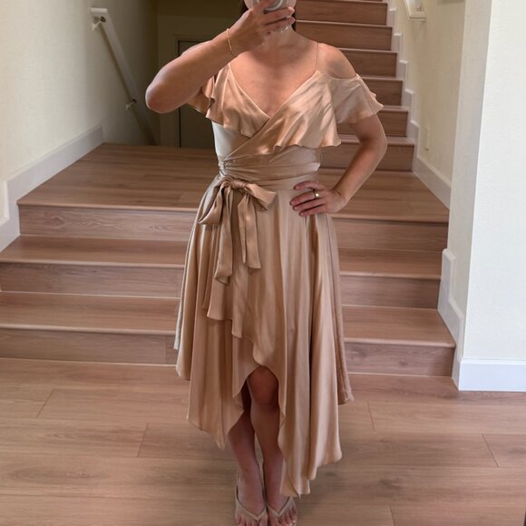 Zimmermann Midi Asymmetrical Wrap Dress Blush Pink Size US 0 - Picture 3 of 6